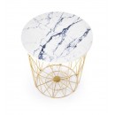 Стол журнальный HALMAR HARISSA G золотой/белый мрамор